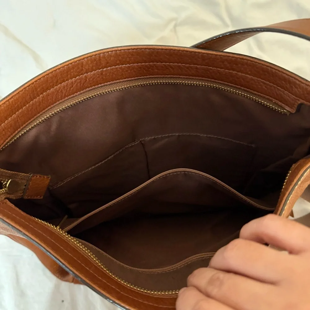 Fossil Cognac Leather Tote Maya Bag